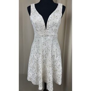 Bailey Blue White Sequin Lace Fit‎ Flare Dress Sleeveless Party Mini Size S